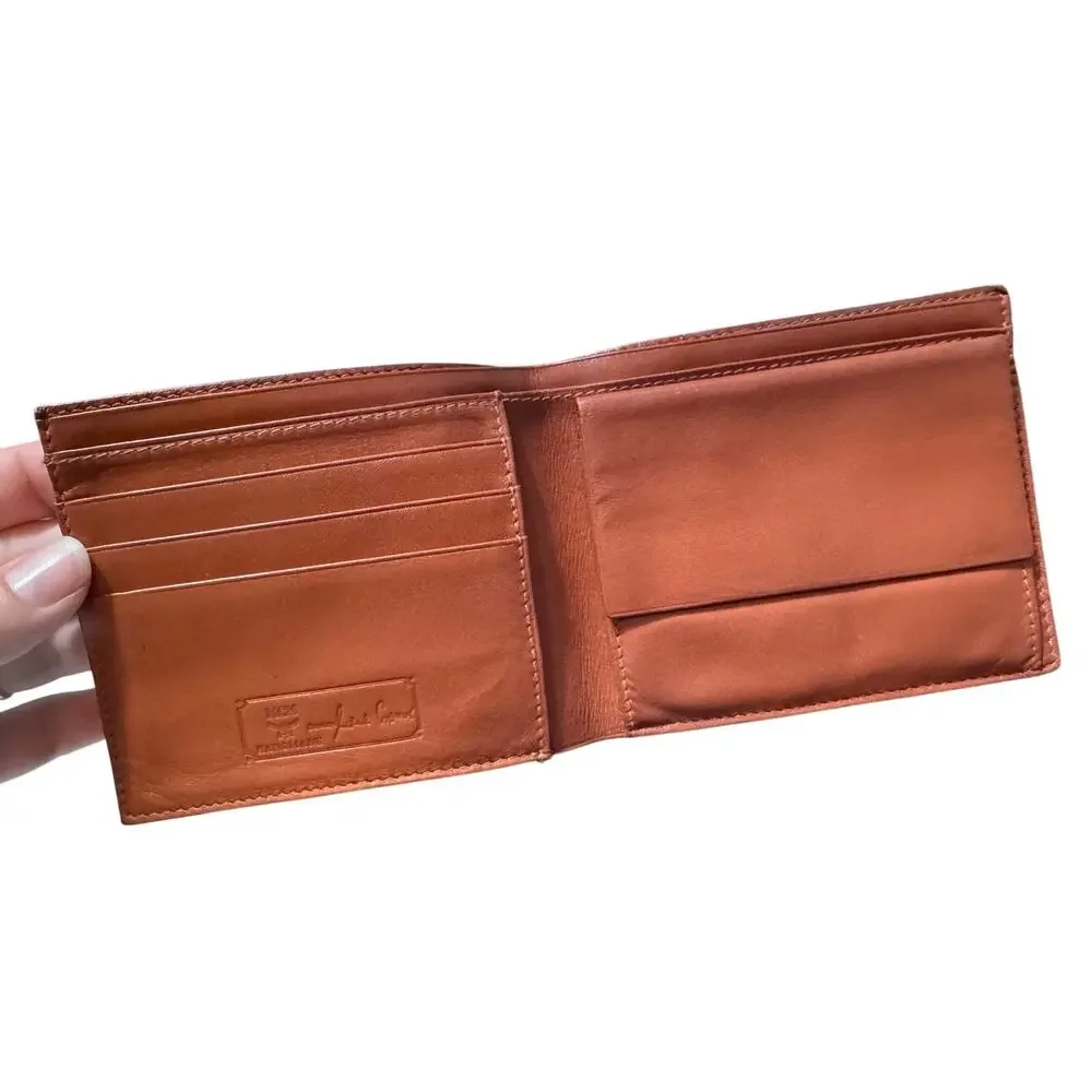 Auth. MCM Cognac Visetos Leather Bifold Wallet